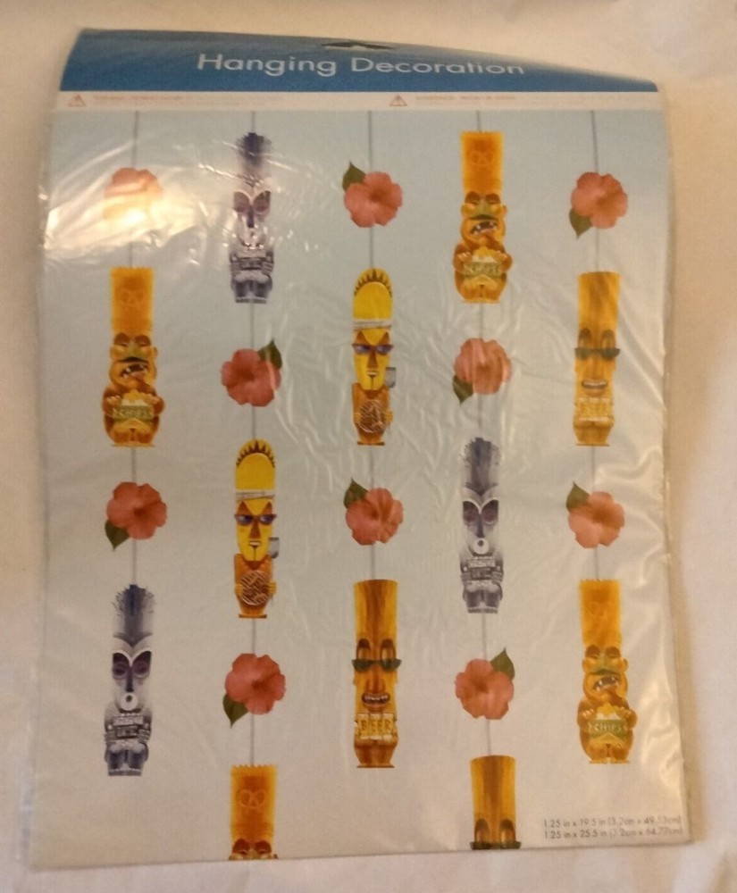 Tiki Mug Garland Luau Hawaiian Summer Luau Beach Party Decoration 19 ft Long