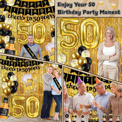 50Th Birthday Decorations for Men with Cheers to 50 Years Banner, Happy 50Th Bir