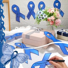 100PCS Dark Blue Ribbon Cutouts, 2 Marker Pens, Child Abuse, Colon Cancer