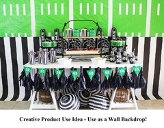Green Football Field with Lines Printed Plastic Table Cover Roll 100Ftx40″ #584