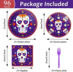 Complete 96 Pcs Mexican Fiesta Tableware Set for Day of The Dead Celebrations