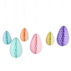 Pastel Honeycomb Easter Egg Decorations Hanging Party Decor 20cm 30cm x 6