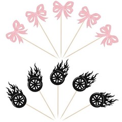 12 PCS Burnouts Or Bows Centerpiece Sticks Gender Reveal Table Flower Decor
