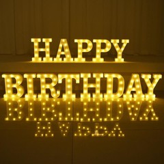 173pcs LED Marquee Birthday Sign with Crown, Gold Foil Balloons & Banner – Party
