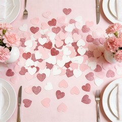 200 PCS Rose Gold Pink White Heart Confetti Paper Valentine’s Day Engagement