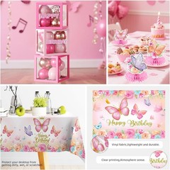 Pink Butterfly Birthday Decor – Tableware & Balloons