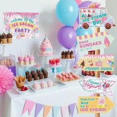 10PCS Pre-Printed Ice Cream Party Signs – Durable Decorations for All Occasions