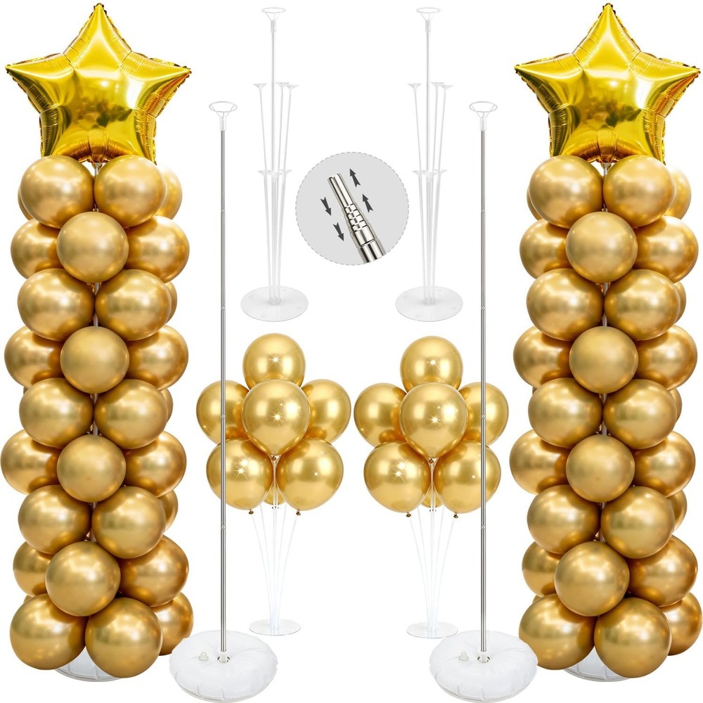 Balloon Column Kit Set of 2, 2 20 inches to 78 inches, Silver
