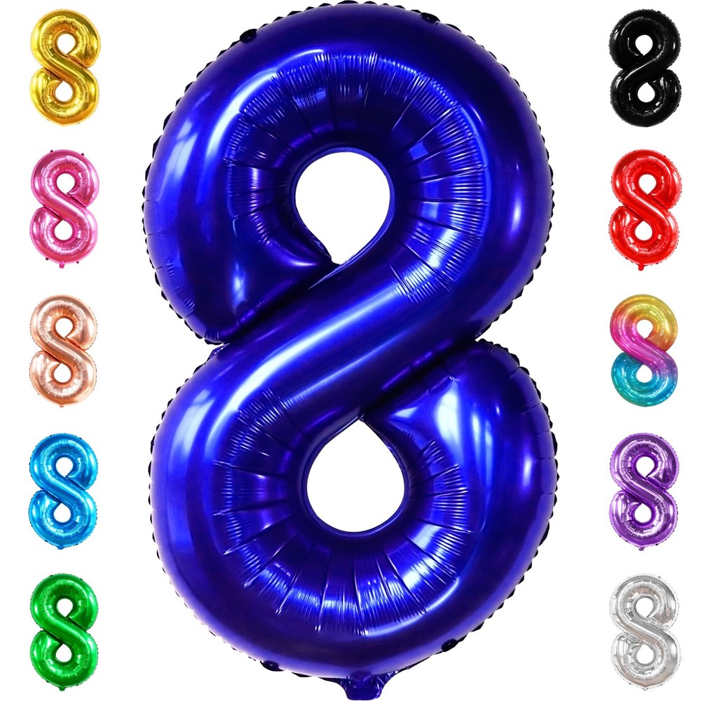 KatchOn, Navy Blue Number 8 Balloon – 40 Inch | Number 8 Balloons for Birthda…