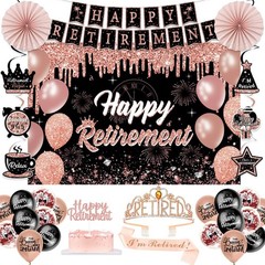Retirement Party Decorations for Women,52Pcs PRE-STRUNG Rose Gold Black Party…