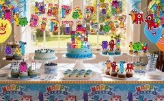 35 Pcs Number Blocks Birthday Party Supplies Decorations Set Banner Tablecloth