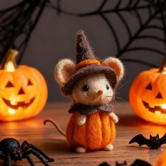 Handmade Wool Felt Mouse Figurine 2CUnique Halloween Gift Hot-