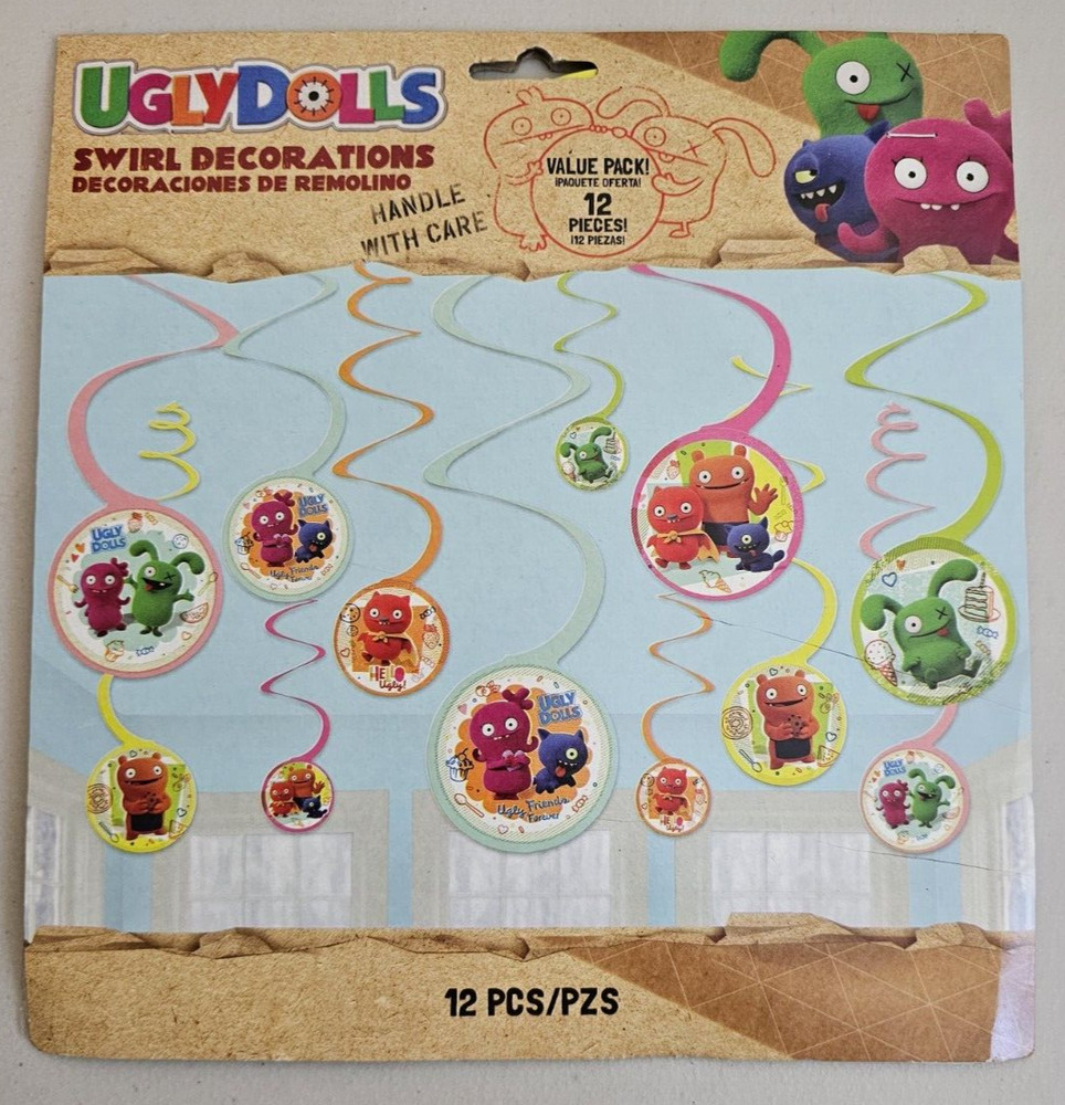Ugly Dolls Movie Dangling Spiral Decorations Backdrop Birthday Party 12 PCS New