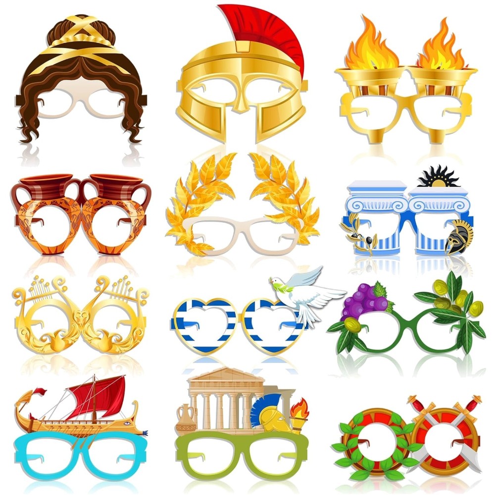 Greek Mythology Decor Paper Glasses Frames Greece Party Favors 36 Pcs