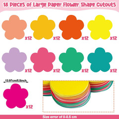 108 Pcs Colorful 5.5 Inch Flower Cutouts Paper Spring Summer Bulletin Board D…