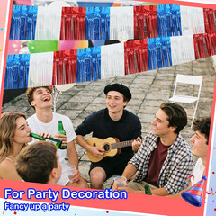 4 Pack Each 10Ft Foil Fringe Garland 4Th of July Parade Floats for Trailer Car,