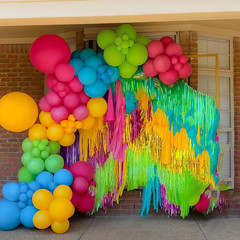 Rainbow Balloons, 50Pcs 12 Inches Yellow Orange Hot Pink Lime Green Neon Balloon