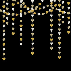 Champagne Heart Streamer Garland 52Ft, Wedding Engagement Bachelorette Party