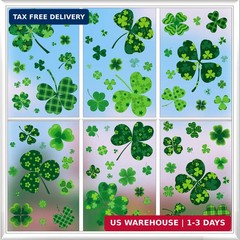 JCFIRE 118 Pcs St Patricks Day Decorations, 8 Sheets Extra Large Shamrock Sticke