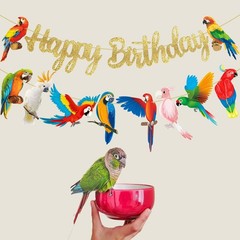 Parrot Birthday Party Banners – Tropical Bird Decoration Toucan Cutout for Hawai