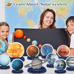 10Pcs Solar System Honeycomb Centerpieces Space Party Birthday Decorations
