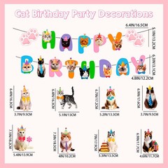Cat Birthday Party Decoration Birthday Banner Balloon & Cat Swirl Party Supplies