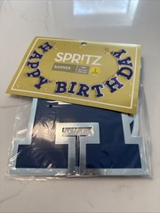 Spritz Happy Birthday Banner Multi Color Navy Blue Banner Large NIP