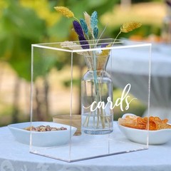 Hooqict Clear Acrylic Wedding Card Box with Slot 10 x 10 x 5.5 inch,