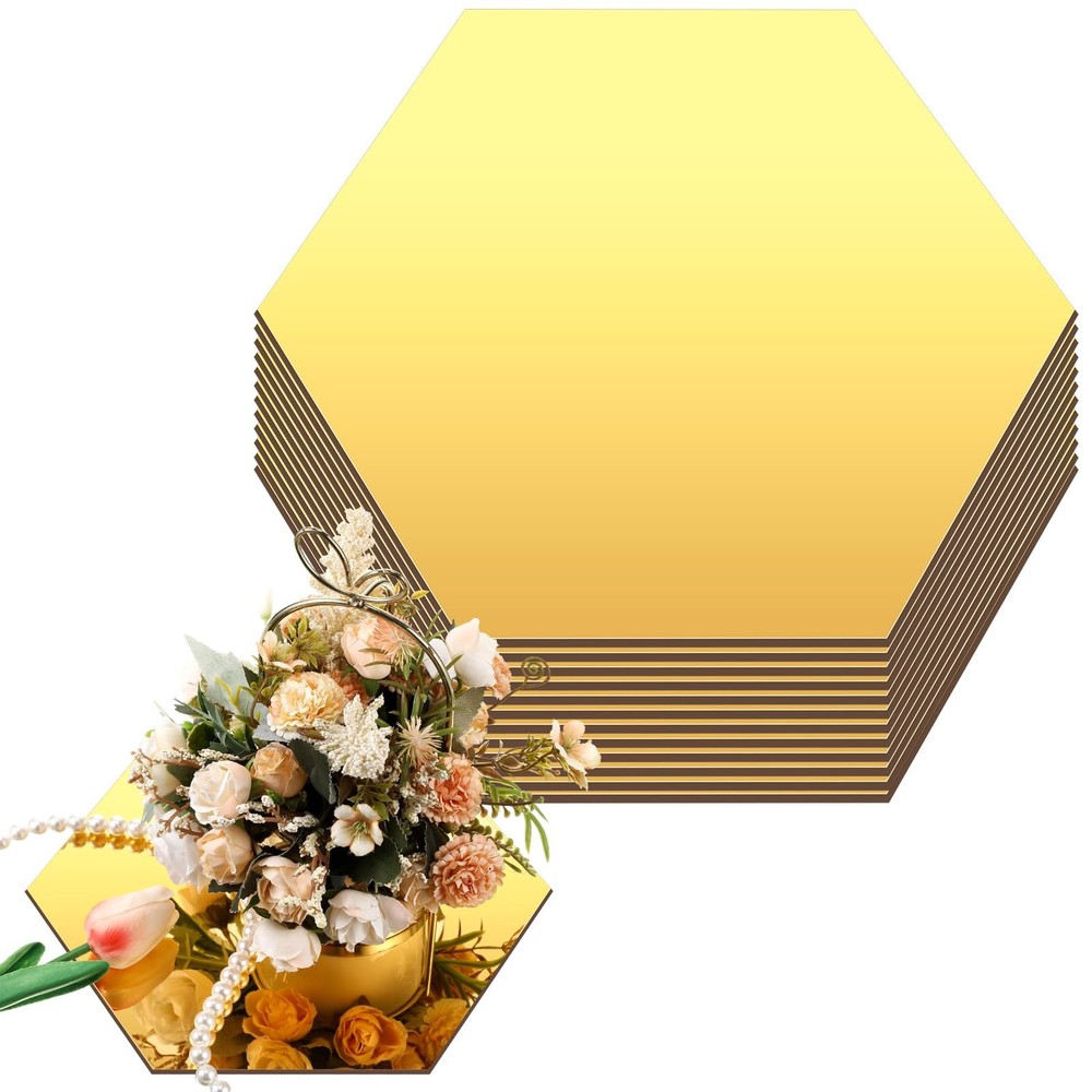 12 PCS 8 Inch Acrylic Hexagon Mirrors Table Centerpiece Tray 1 mm Thickness