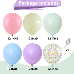 Pastel Balloons 12 Inch Macaron Pink Blue Green Purple Yellow Pastel Rainbow Lat