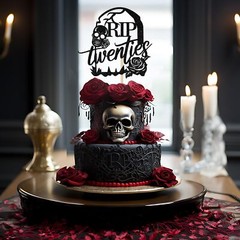 Rip Twenties 30th Birthday Cake Topper Black Glitter Death My 20s Funeral