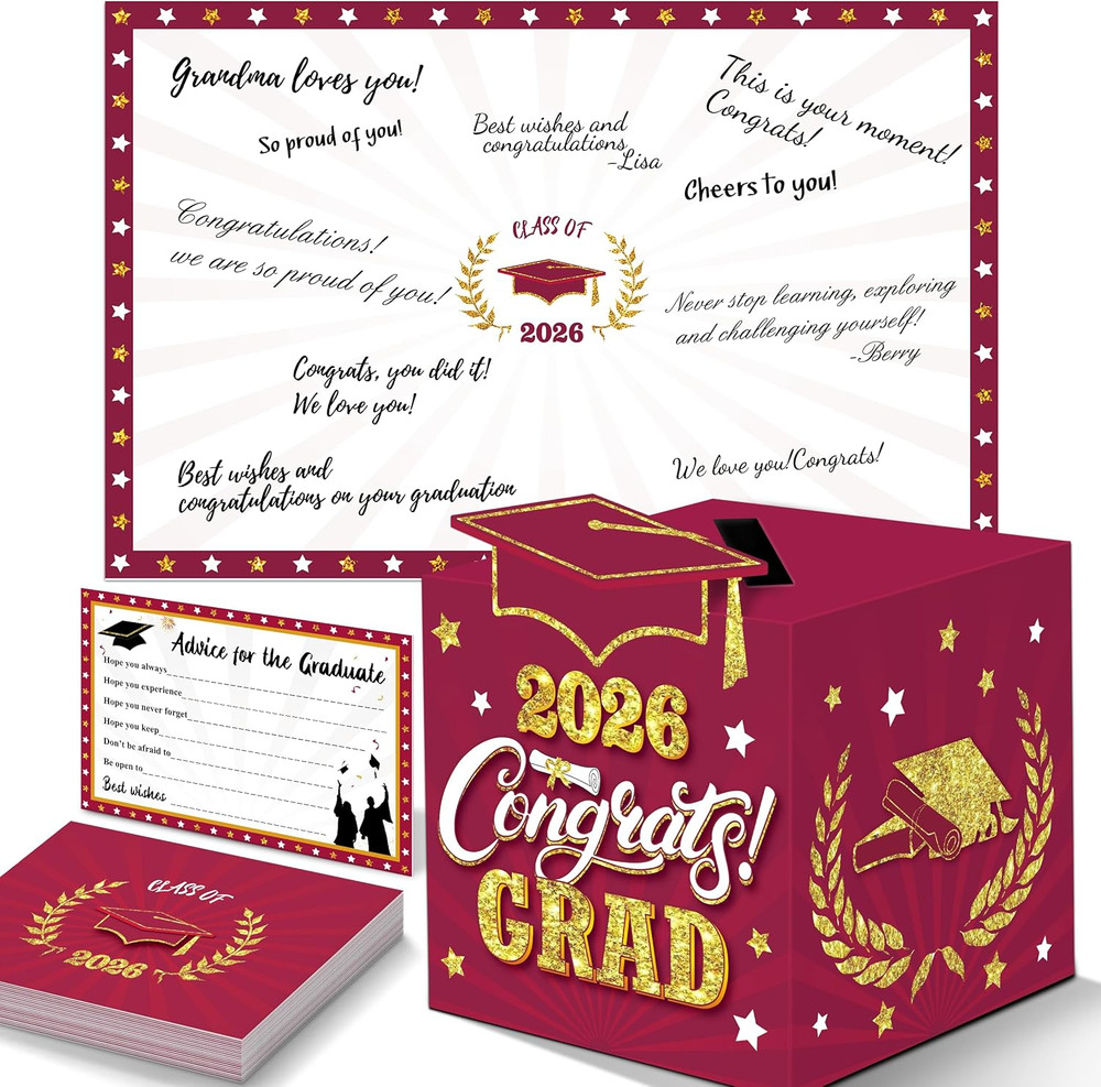 Graduation Decorations Maroon and Gold 2026 – Giant Guest Book Alternative,Gradu