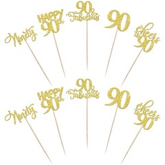 90th Birthday Centerpieces Sticks 15 PCS Happy 90 Table Toppers Party Gold
