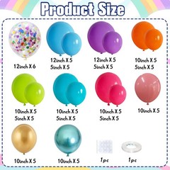 Multicolor Summer Balloon Arch Kit, Assorted Color Blue Purple Orange Green P…
