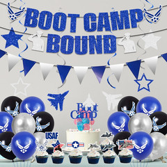 Air Force Party Decorations, Blue Boot Camp Bound Themed Birthday Banner, Farewe
