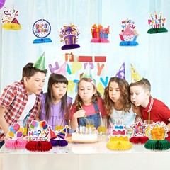 NatNarr Birthday Table Decorations Happy Birthday Honeycomb Centerpieces | 12 PC