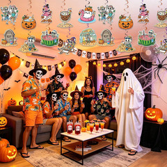 26 Pcs Summerween Party Decorations,Halloween in Summer Party Hanging Swirl Ceil