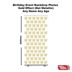 Birthday Photo Backdrop Banner Stand Any Age Gold Effect Name & Age Bespoke