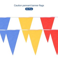 108ft Red Blue Yellow Pennant Banner Flags String Hanging 64PCS Triangle Bunt…