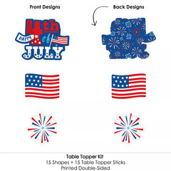 Big Dot of Happiness Firecracker 4Th of July – Party Centerpiece Sticks – Table