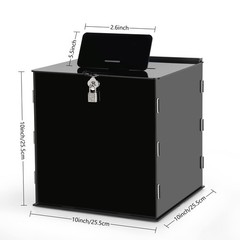 Fowecelt Black Acrylic Wedding Card Box with Lock, 10″ × 9″ × 10″,