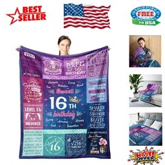 Cozy 16th Birthday Blanket – Ideal Fleece Gift for Girls, Lightweight & Compact