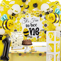IT’S FUN to BEE ONE First Birthday Decorations – 300+Pcs Decor & Table Set – One