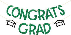 Congrats Grad Banner, Green Glitter, Congrats Bunting Banner, 2025 Grad, Class o