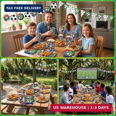 110 Pcs Soccer Party Decorations for 24 Guests, Soccer Supplies Includes Plates,