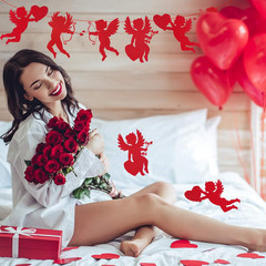 Outus 12 Pieces Valentine Large Cupid Cutouts 11 Inches Printed Paper Cutout Gia