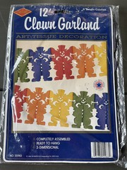 Vintage 12’ Clown Garland – A Beistle Creation – Art Tissue – 3 Dimensional