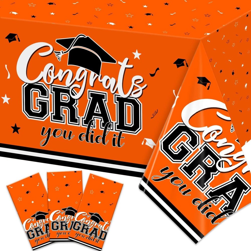 xituodai Orange and Black Graduation Decorations Class of 2024, 3Pack Graduation