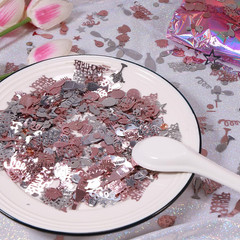 Rose Gold and Silver Happy Birthday Confetti, 3000 Pcs Birthday Cake Table Metal