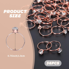 Whaline 36 Packs Diamond Engagement Rings Bridal Shower Rings for Wedding Table